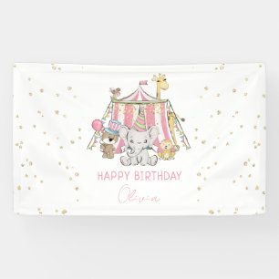 Pink Carnival Circus Kid's Birthday Party Banner