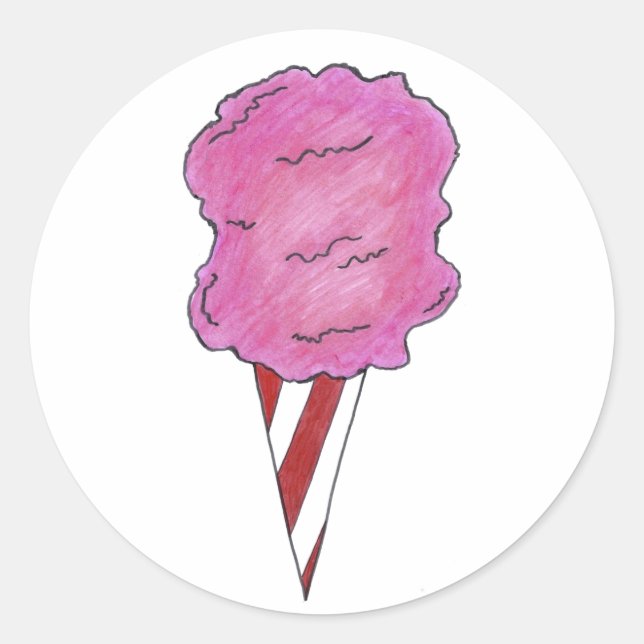 Pink Carnival Cotton Candy Floss Spun Sugar Classic Round Sticker (Front)
