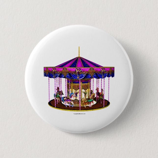 Pink Carousel Button Pin (Front)