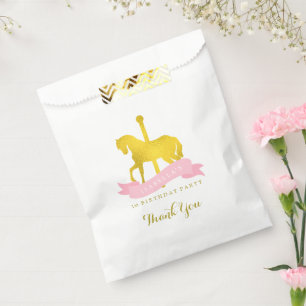 Pink Carousel Horse Birthday Party Favour Bags