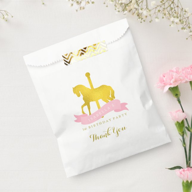 Pink Carousel Horse Birthday Party Favour Bags (Sealed)