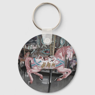 Pink carousel horse key ring
