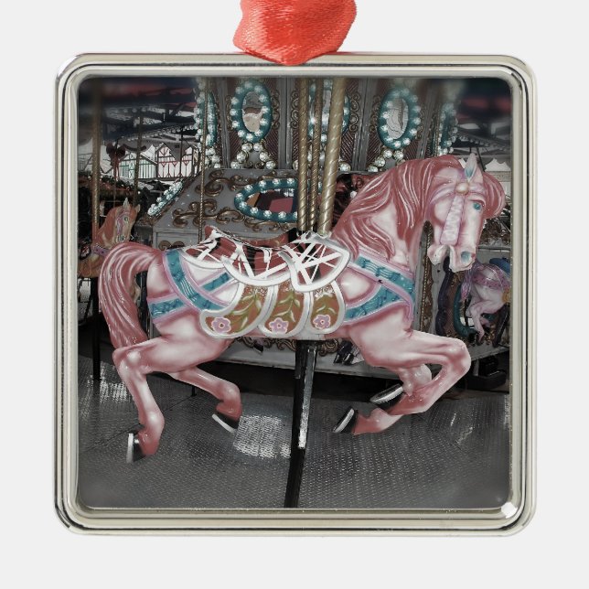Pink carousel horse metal tree decoration (Front)
