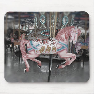 Pink carousel horse mouse mat