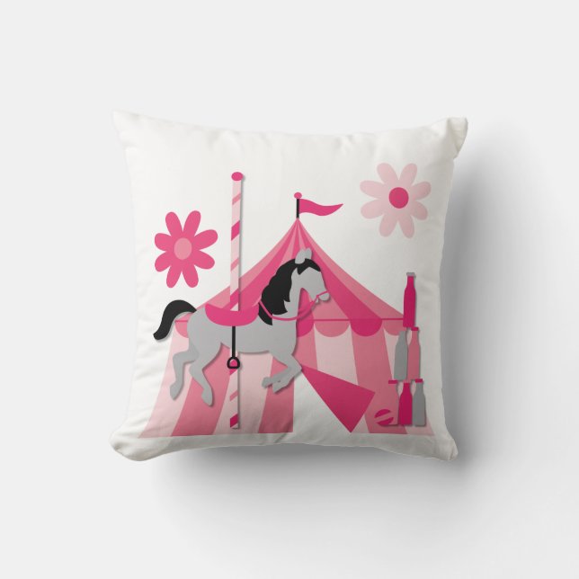 Pink Carousel Horse  Pillow (Front)