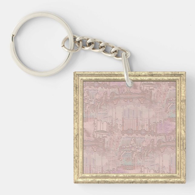 Pink Carousel Horses Keychain (Front)