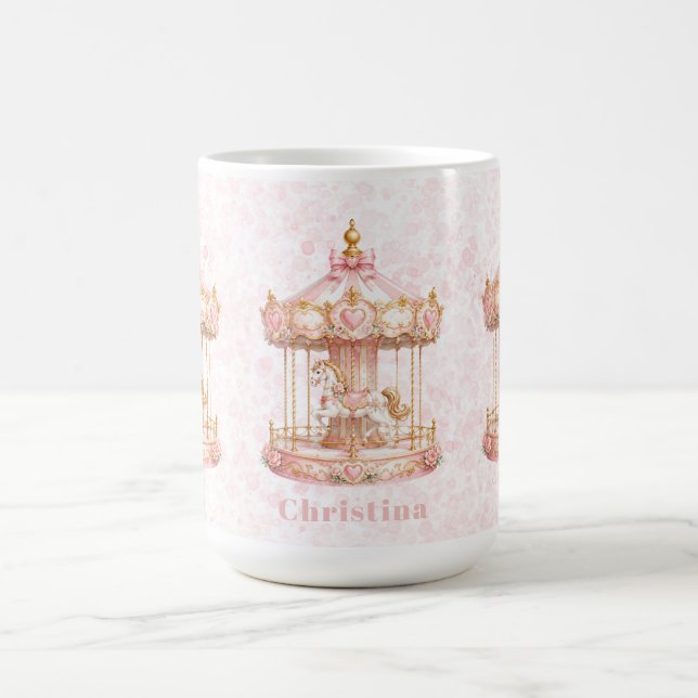 Pink Carousel Princess Birthday Party  Coffee Mug (Center)