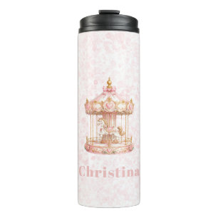Pink Carousel Princess Birthday Party Thermal Tumbler