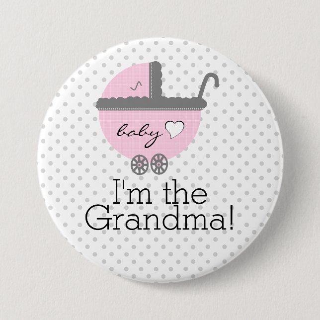 Pink Carriage-Baby Shower Grandma 7.5 Cm Round Badge (Front)