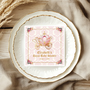 Pink Carriage Princess Fairytale Baby Shower Napkin