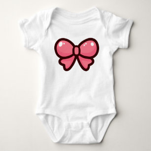 Pink Cartoon Bow Illustration – Cute Decorative Baby Bodysuit