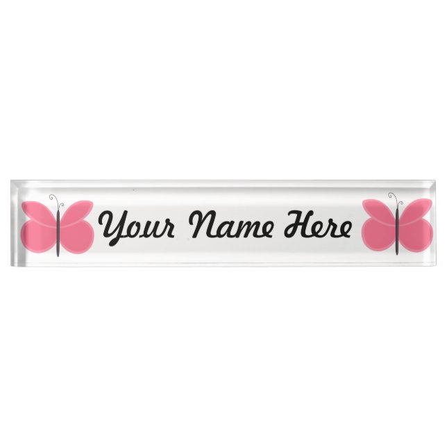 Pink Cartoon Butterfly Nameplate (Front)