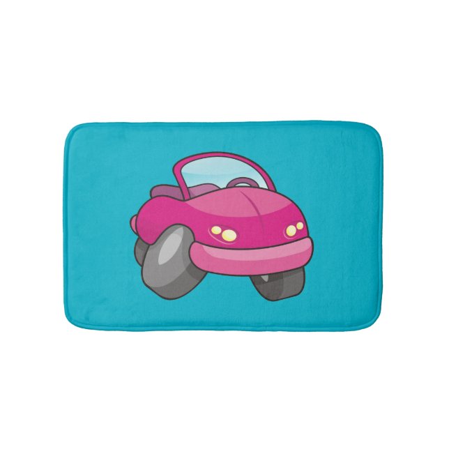 Pink Cartoon Car Bath Mat (Front)