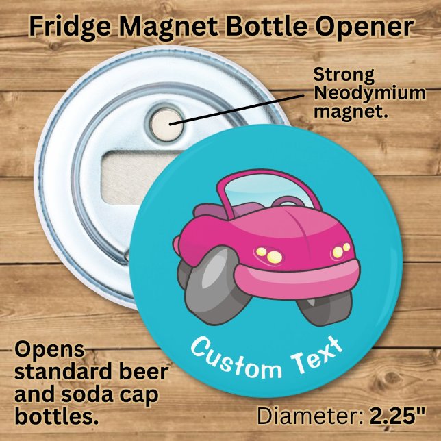 Pink Cartoon Car Bottle Opener (Creator Uploaded)