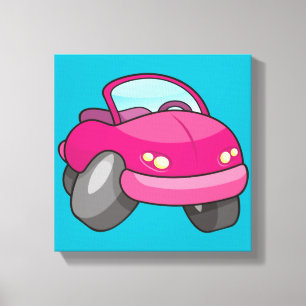 Pink Cartoon Car Canvas Print