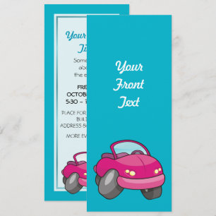 Pink Cartoon Car Invitation