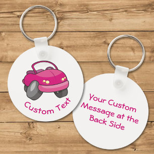 Pink Cartoon Car Keychain