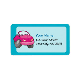 Pink Cartoon Car Label