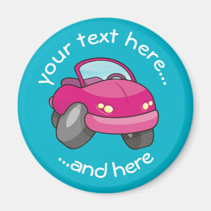 Pink Cartoon Car Magnet