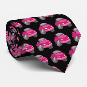 Pink Cartoon Car Pattern Tie