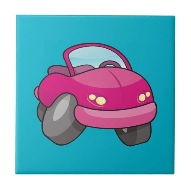 Pink Cartoon Car Tile (Front)