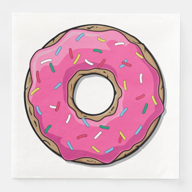 Pink Cartoon Doughnut with Sprinkles Napkin (Front)