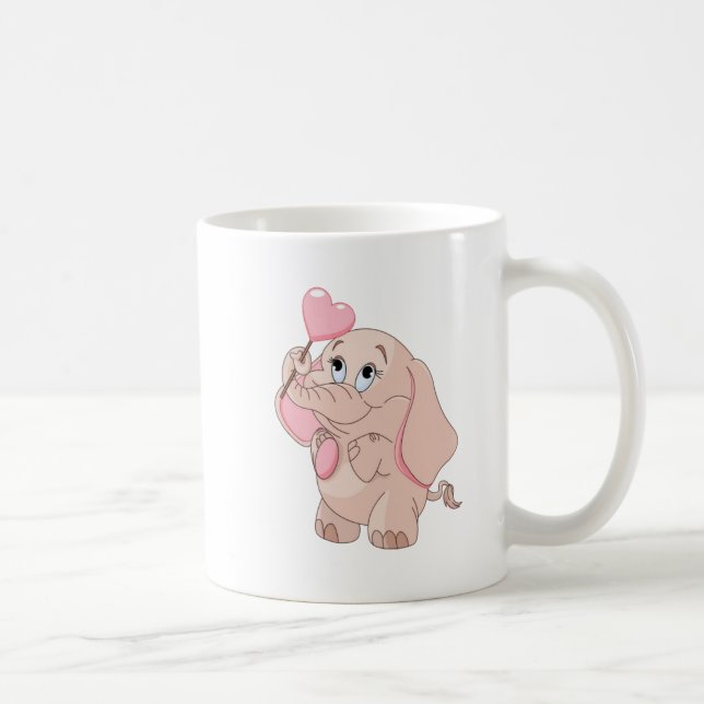 Pink Cartoon Elephant Coffee Mug (Right)