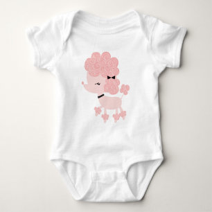 Pink Cartoon French Poodle Baby Bodysuit