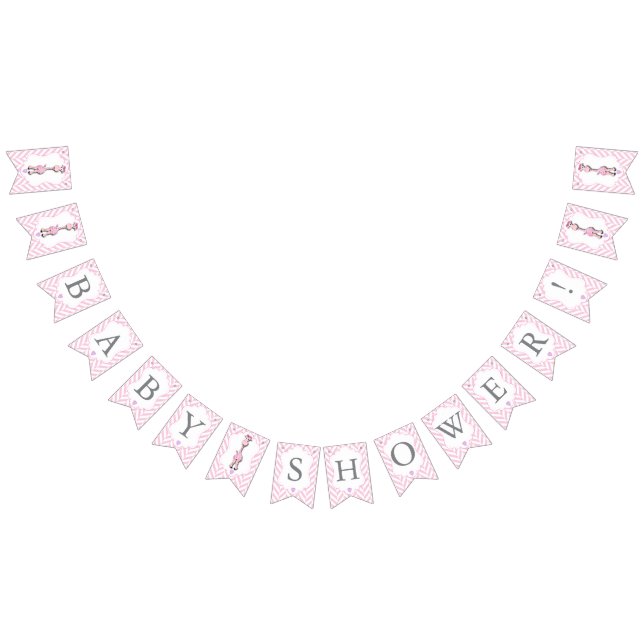 Pink Cartoon Giraffe Baby Shower Bunting (All)