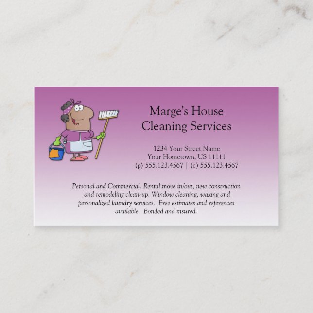 Pink Cartoon Maid House Cleaning Customer Loyalty (Front)
