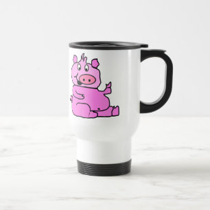 Pink Cartoon Pig Aluminium Travel Mug