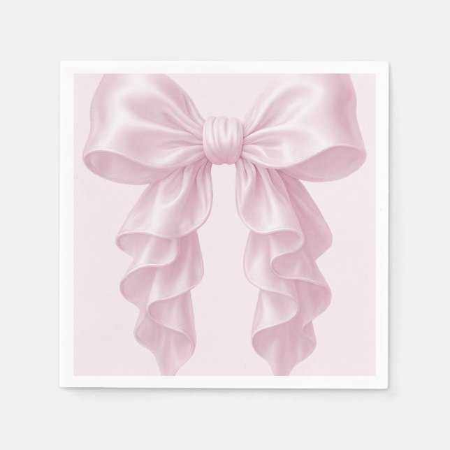 Pink Cascade Ruffle Bow Classy Posh Napkin (Front)