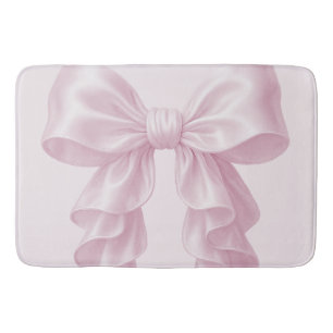 Pink Cascade Ruffle Bow Elegant Posh Girly Bath Mat