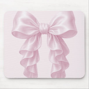Pink Cascade Ruffle Bow Elegant Posh Girly Mouse Mat