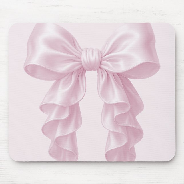 Pink Cascade Ruffle Bow Elegant Posh Girly Mouse Mat (Front)