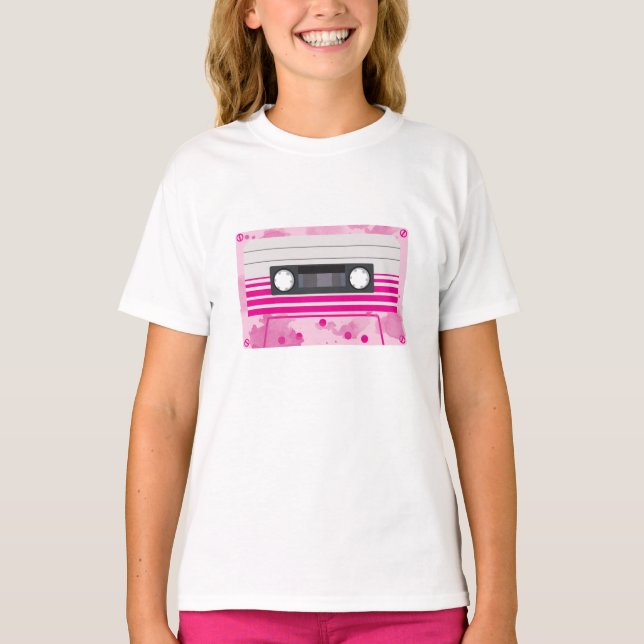 Pink Cassette Tape with Pink Splashes T-Shirt (Front)