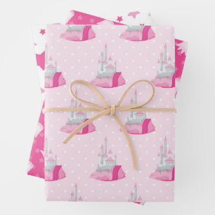 Pink Castle Pattern Wrapping Paper Sheet