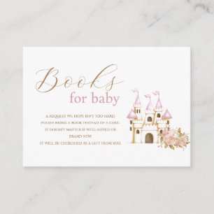 Pink Castle Princess Baby Shower Books for baby Enclosure Card