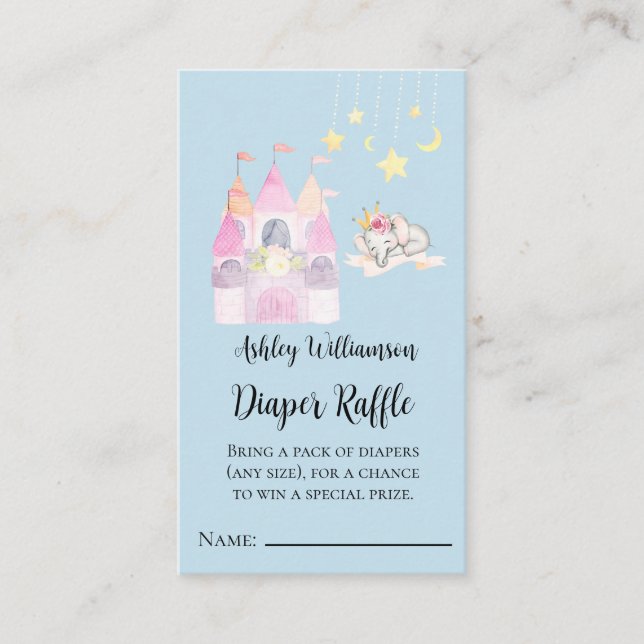 Pink Castle Princess Baby Shower Diaper Raffle Enclosure Card (Front)