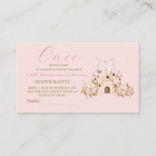 Pink Castle Princess Baby Shower Diaper Raffle Enclosure Card