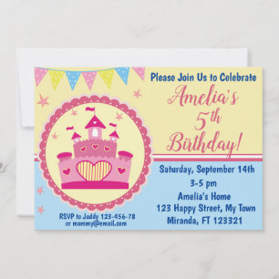 Pink Castle Princess Birthday invitation