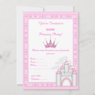 PINK CASTLE PRINCESS BIRTHDAY PARTY INVITATION