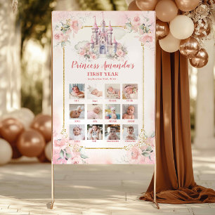 Pink Castle Princess First Year Photo Collage Post Poster