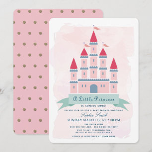 Pink Castle Princess Girl Baby Shower Invitation