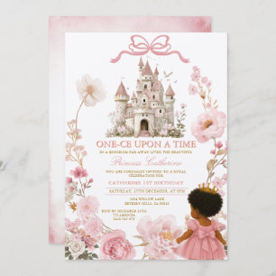 Pink Castle Princess One-ce Upon A Time Birthday I Invitation