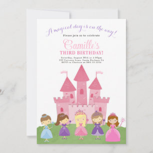 Pink Castle Princess Party Birthday Invitation