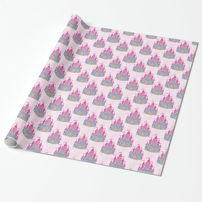 Pink Castle Wrapping Paper (Unrolled)