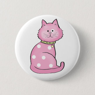 pink cat 6 cm round badge