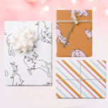 Pink Cat Christmas Light  Wrapping Paper Sheet<br><div class="desc">Adorable hand illustrated cats playing with Christmas lights make these wrapping papers festive and fun!</div>