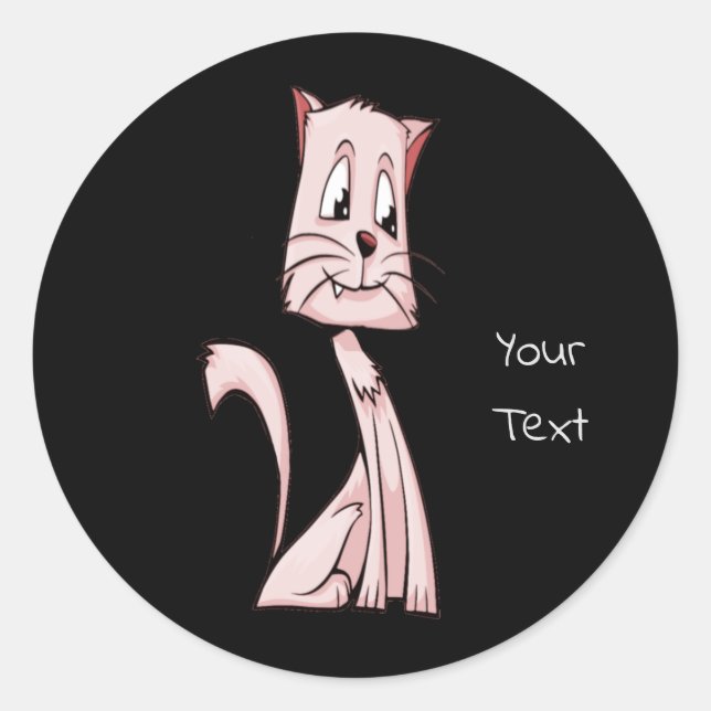 Pink Cat Classic Round Sticker (Front)